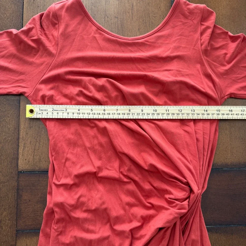 Ganni Anthropologie Burnt Orange Side Knot Scoop Back Long Sleeve Midi Dress L - Picture 5 of 7